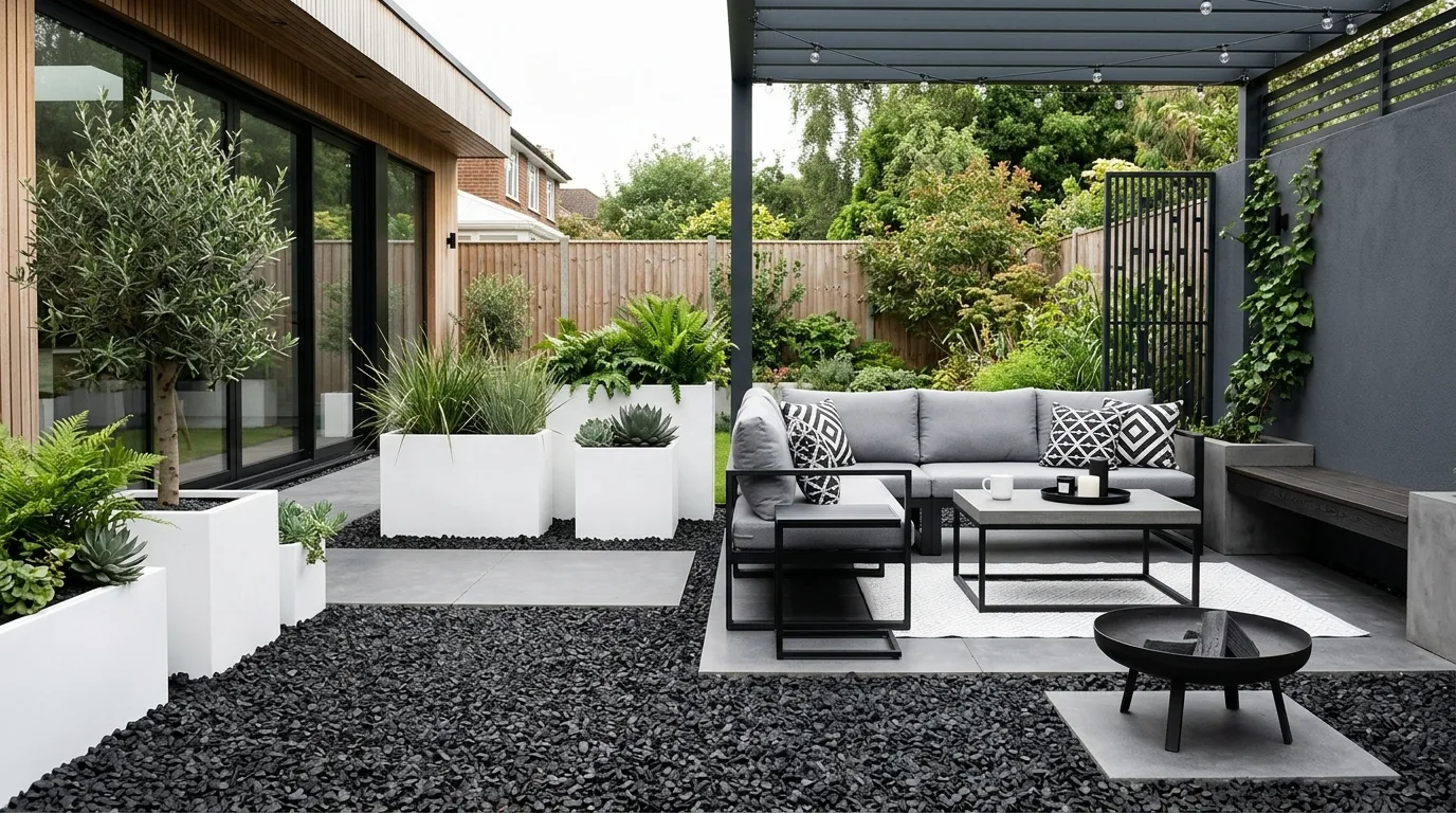 Monochrome Patio With Clean Paving